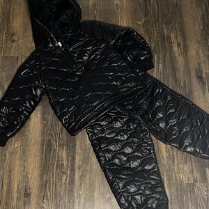 Two Piece Toddler Boy Black Quilted Hoodie and Pants Set
